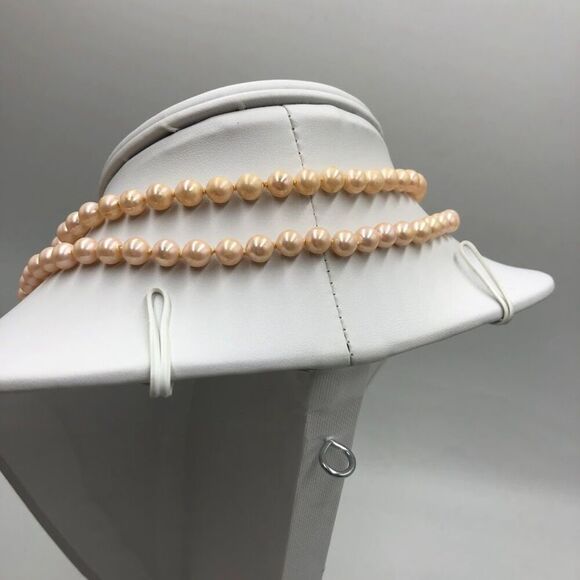 Vintage Vendone Women's Flower Clasp Pink Faux Pearl Double Strand Necklace - Picture 5 of 11